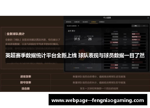 英超赛季数据统计平台全新上线 球队表现与球员数据一目了然 英超赛季数据统计平台全新上线 球队表现与球员数据一目了然