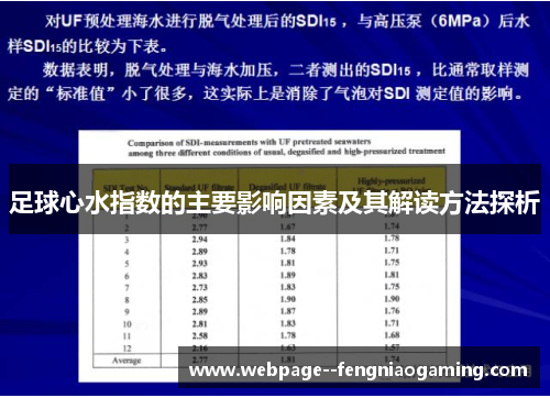 足球心水指数的主要影响因素及其解读方法探析 足球心水指数的主要影响因素及其解读方法探析