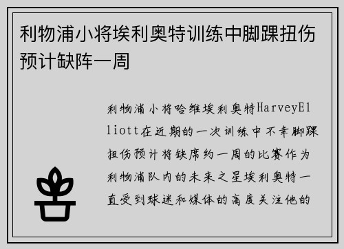利物浦小将埃利奥特训练中脚踝扭伤预计缺阵一周 利物浦小将埃利奥特训练中脚踝扭伤预计缺阵一周